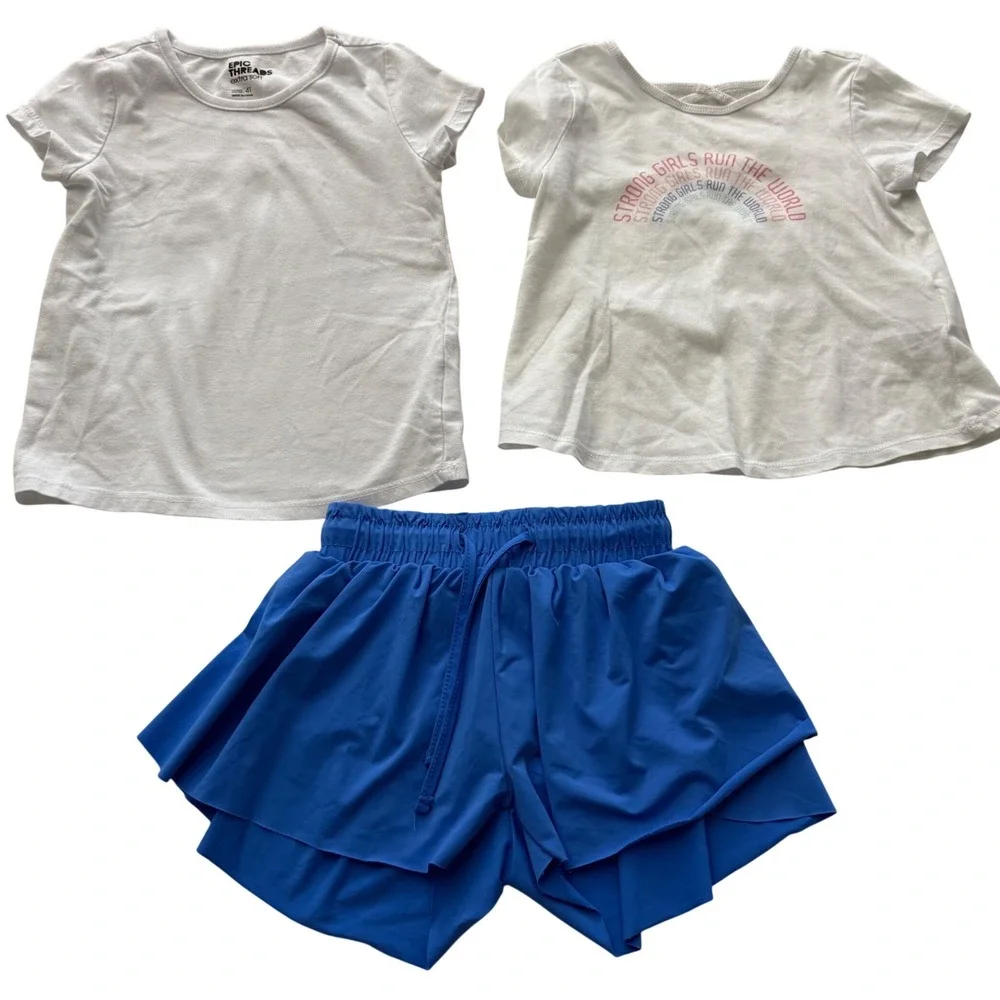 Girls Outfit Lot Size 4T Epic Threads Tops Suzette Blue‎ Athletic Shorts